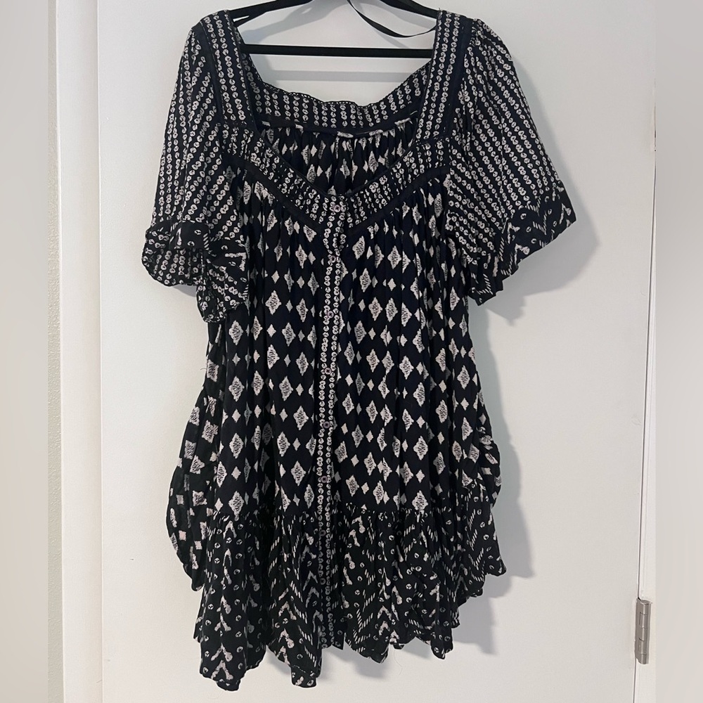 Free People Black and White Patterned Tunic/Dress